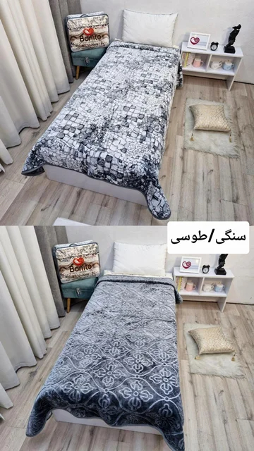 پتوضخیم ابریشمی 1 نفره دورو برند بونیتو سیلور کد 2 (سنگی /طوسی)