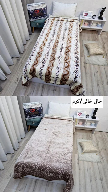پتو ضخیم ابریشمی 1 نفره دورو برند بونیتو سیلور کد 3 (خال خالی/ کرم)