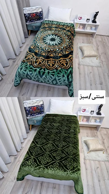 پتوضخیم ابریشمی 1 نفره دورو برند بونیتو سیلور کد 1 (سنتی /سبز)